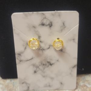 Gold and Clear Crystal Stone Post Earrings
